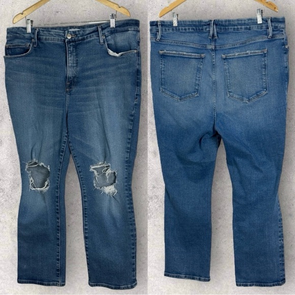 Good American Good Vintage Jeans Distressed Size 16 Straight Leg Denim Stretch - Picture 10 of 13